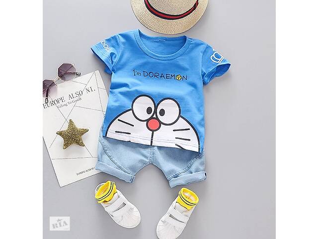 Костюм для мальчика на лето Doraemon синий верх 1245