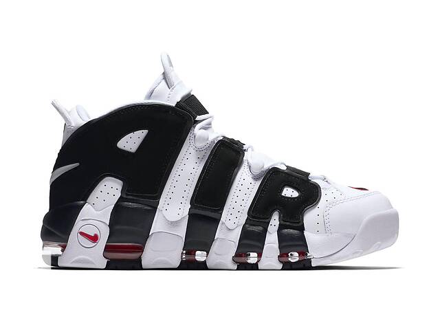 Кожаные высокие кроссовки Nike Air More Uptempo Black White (Кроссовки Найк Аптемпо черно-белые 36-45) 45