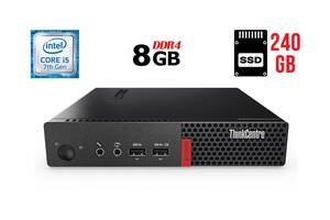 Неттоп Lenovo ThinkCentre M710q Tiny USFF / Intel Core i5-7500T (4 ядра по 2.7 - 3.3 GHz) / 8 GB DDR4 / 240 GB SSD /...
