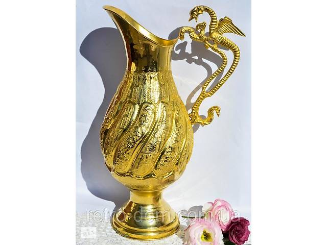 Старинный кувшин! Каминная ваза! Дракон! Золочение! РЕДКИЙ!