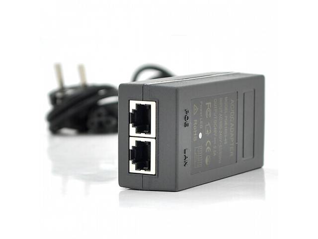 POE инжектор Merlion 24V 1A (24Вт) с портами Ethernet с + кабель питания