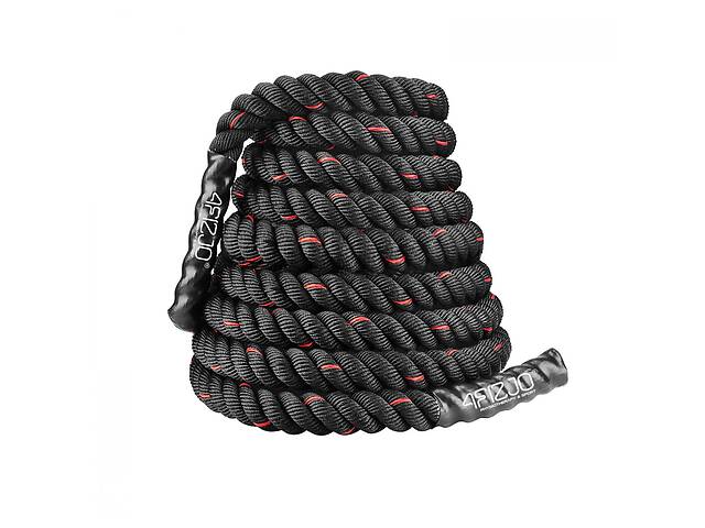 Канат тренувальний 4FIZJO Battle Rope 12 м для кросфіту 4FJ0258 Black