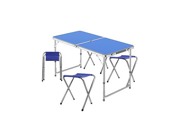 Стол складной с 4 стульями и отверстием для зонта Lanyu L-2-U Blue 120 см