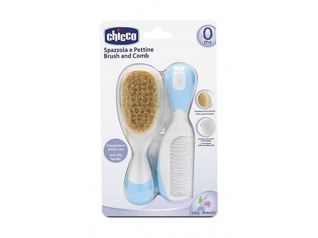 Набор: щетка натуральная и расческа Chicco (розовый, голубой)
