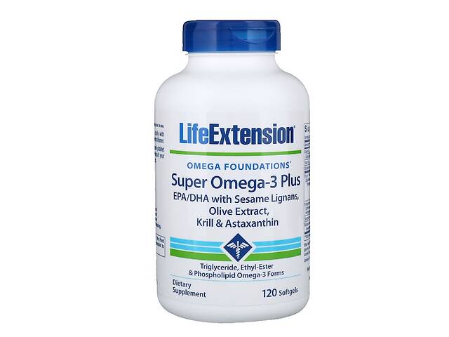купить бу Супер Омега-3 Плюс Life Extension Omega Foundations Super Omega-3 Plus 120 желатинових капсул (LEX19881) в Киеве