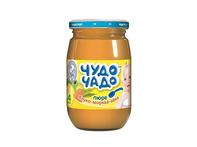 Пюре Чудо-чадо Яблоко, морковь и айва с сахаром и витамином С, 170 г
